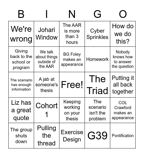 IA Bingo Card