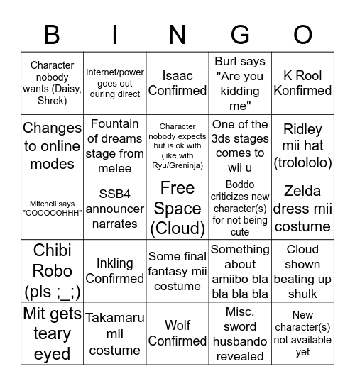 Dec 15 Direct yo Bingo Card