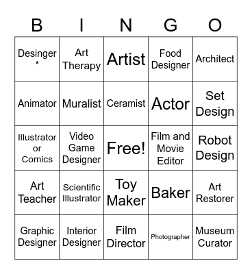 Art Careers Bingo Card