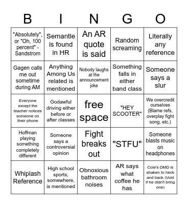 AiS: Daily Schedule Bingo Card
