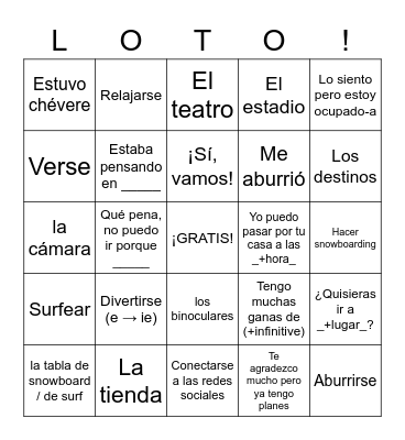 2.5 Tiempo para compartir: parte 1 Bingo Card