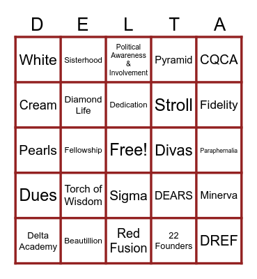 DELTA BINGO Card