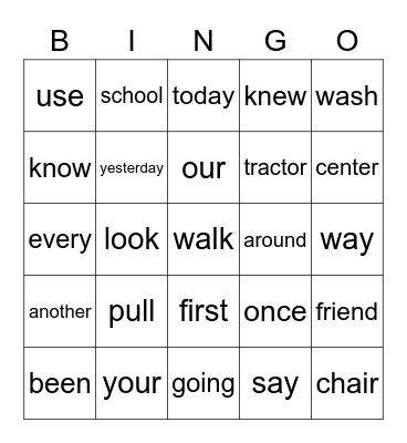 OG Red Words Part 2 Bingo Card