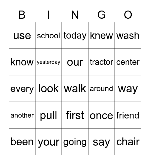 OG Red Words Part 2 Bingo Card