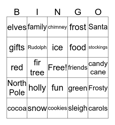 Holiday Bingo Card