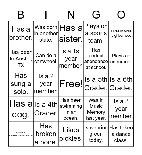 LCC BINGO Card