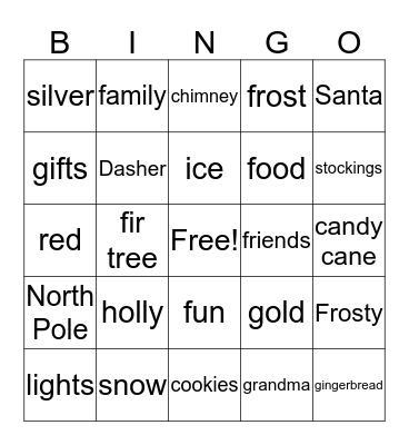 Holiday Bingo Card