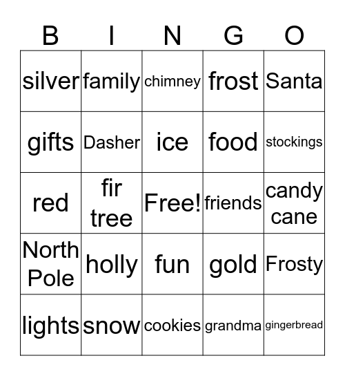 Holiday Bingo Card