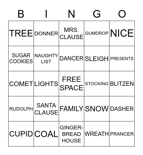 Christmas Bingo Card