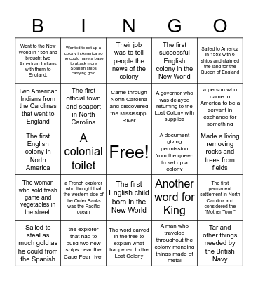 4th Grade Explorers Bingo Card