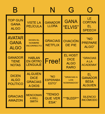 LOS OSCARS 2023 Bingo Card