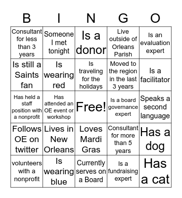 Nonprofit Consultant Bingo Card