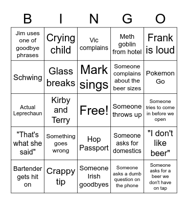 St Practice Day Bingo Card