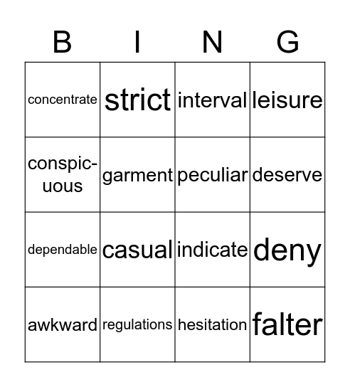 Anne Frank/Outsiders Bingo Card