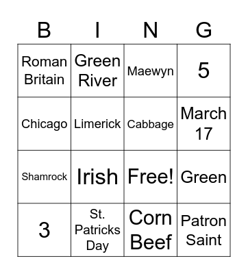 St. Patrick's Day! Bingo Card