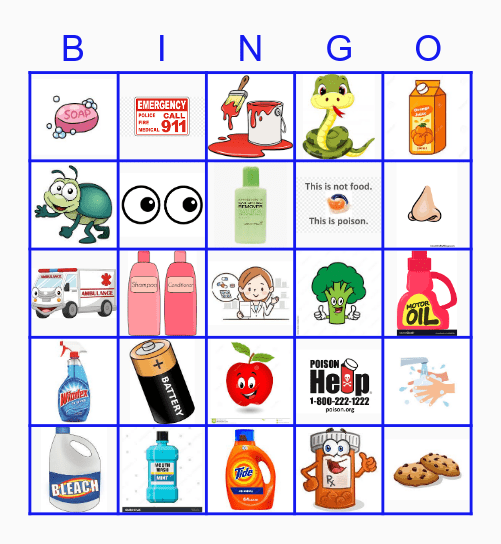 Poison Prevention Bingo Card