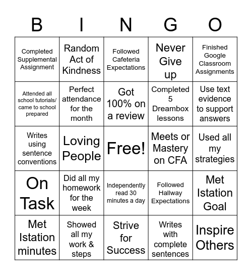 Maedgen's Mighty Bingo Card