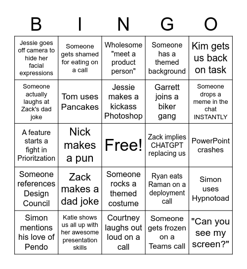 PM Bingo Card