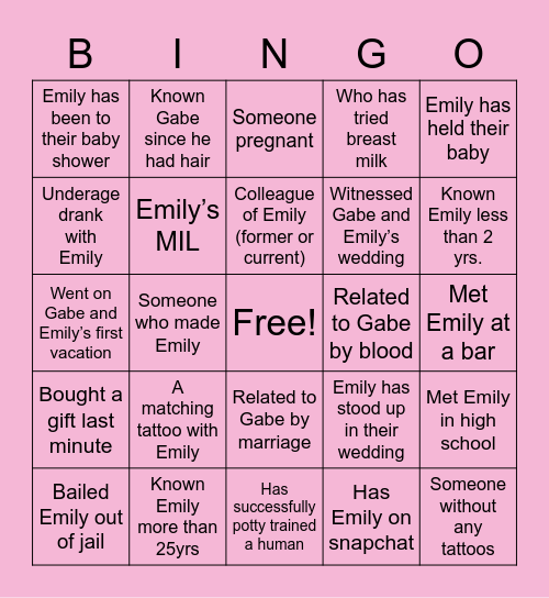 FIND SOMEONE Bingo Card