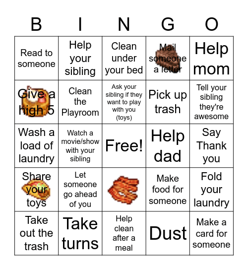Kid's Bingo for Tickets Bingo Card