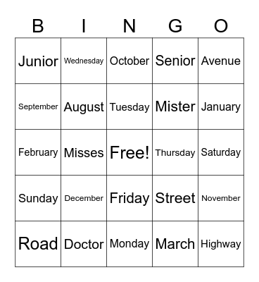 Untitled Bingo Card