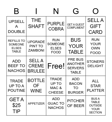 SERVER BINGO Card