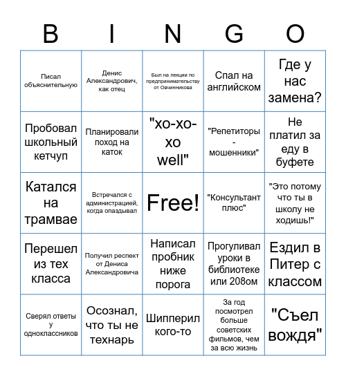 Бинго гуманитарий в цифровой Bingo Card