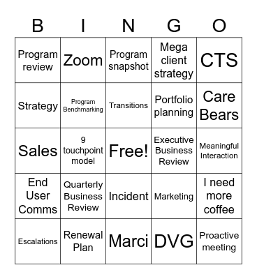 CSM Bingo Card
