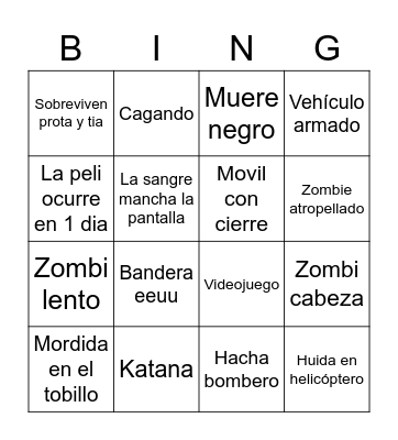 La tierra de los muertos vivientes Bingo Card