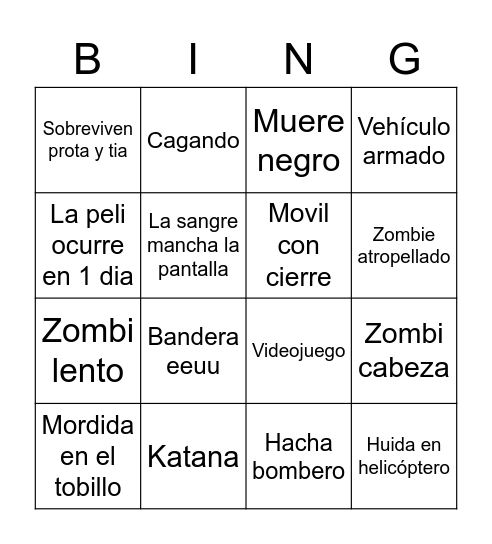 La tierra de los muertos vivientes Bingo Card