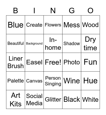 Paint Party Bingo Card