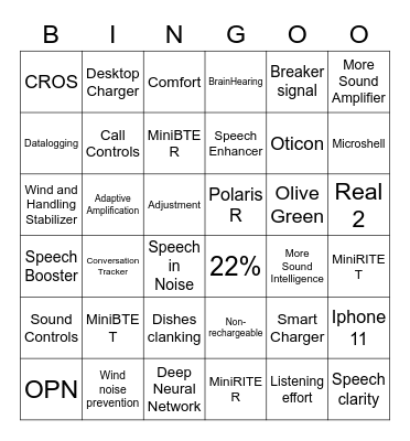 Oticon Bingo Card