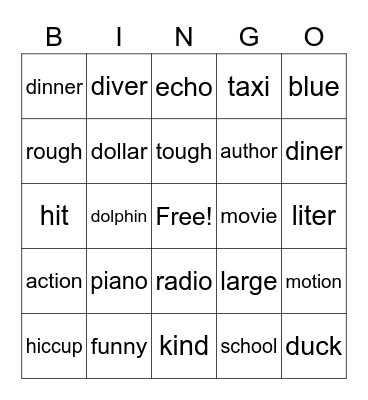 Reading Bingo Card