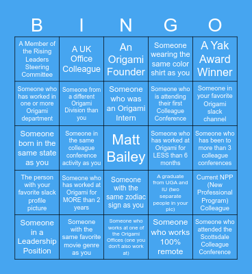 Rising Leaders "Networking" Bingo Card