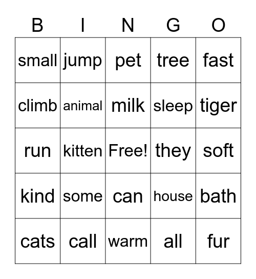 CATS bingo Card