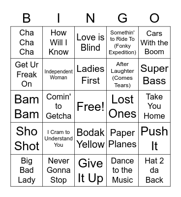 Women in Hip Hip - Round One Bingo Card