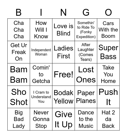 Women in Hip Hip - Round One Bingo Card