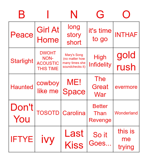 Mother's Forgotten Children Bingo Card