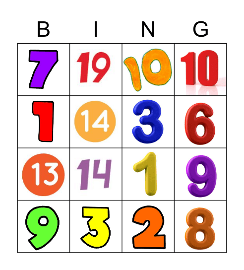 Números del 0 al 20 Bingo Card