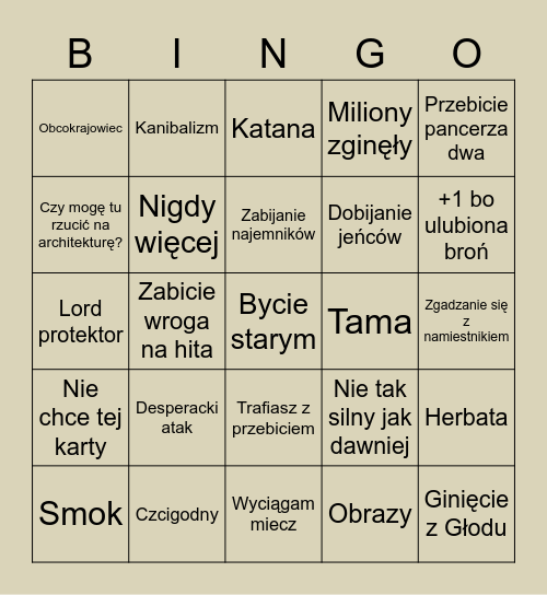 Sesja Bufanga Bingo Card