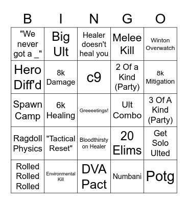 Mystery Heros Bingo Card