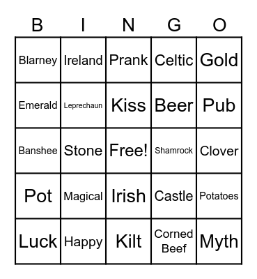 St Patrick Bingo Card