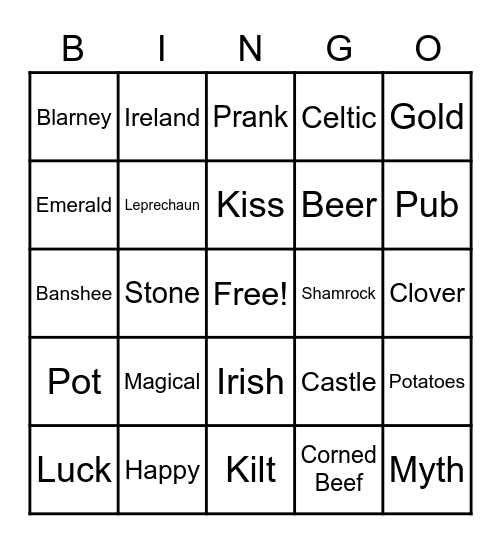 St Patrick Bingo Card