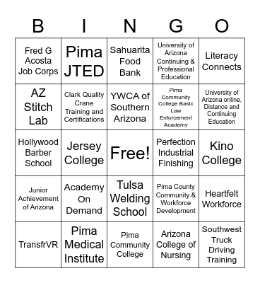 Workforce Summit Training Bingo Card