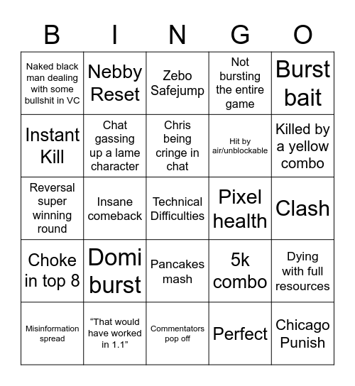 PFC Beginner Bingo Card