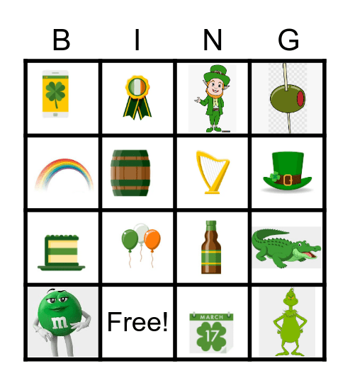 QI Dept. St. Patrick's Day Bingo Card