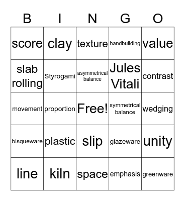AMPedArt 9-Week Vocab Bingo - 8th Bingo Card