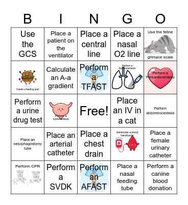 ICU/ER INTERN BINGO! Bingo Card