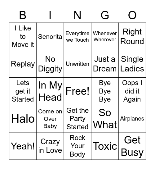 Music Bingo Card