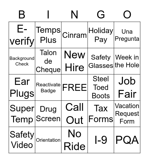 Lyons HR Bingo Card